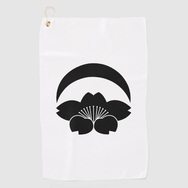 Cherry blossom under crescent moon golf towel (Front)