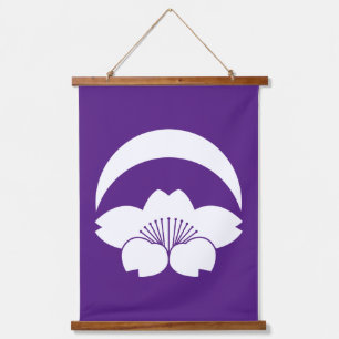 Cherry blossom under crescent moon hanging tapestry
