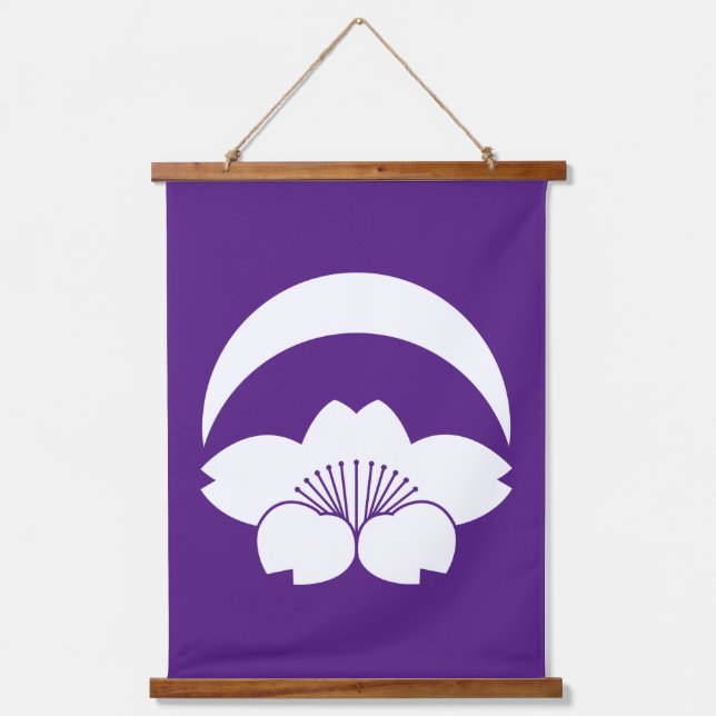 Cherry blossom under crescent moon hanging tapestry (Front)
