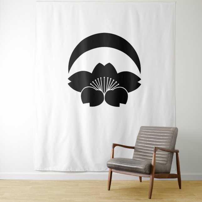 Cherry blossom under crescent moon tapestry (In Situ)