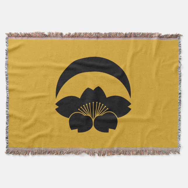 Cherry blossom under crescent moon throw blanket (Front)