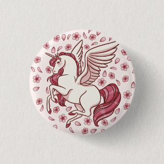 Cherry Blossom Unicorn 1 Inch Round Button