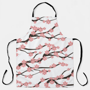 Cherry Blossom: Vintage White Seamless. Apron