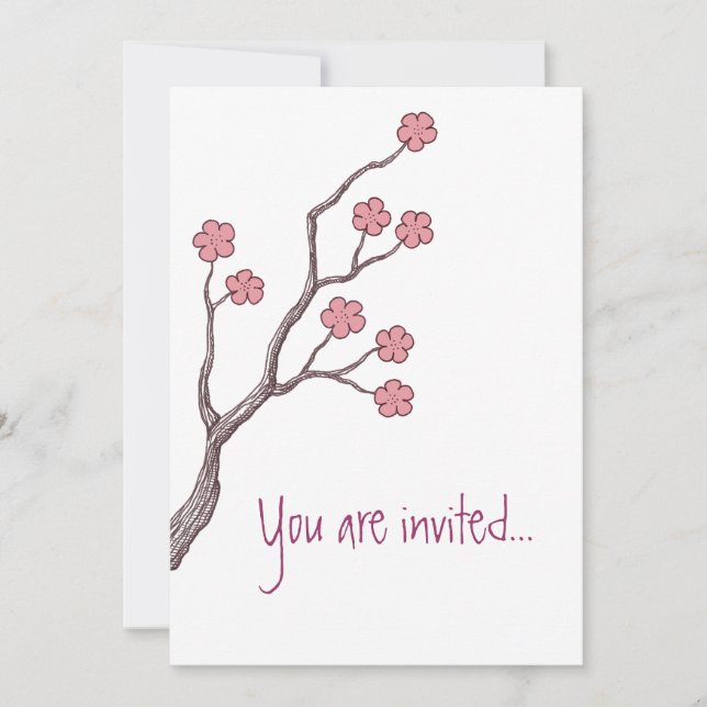 Cherry Blossom, Vous êtes invité.. Invitation rose (Devant)