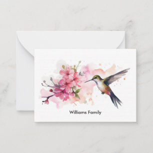 Cherry Blossom w/ Hummingbird Note Card