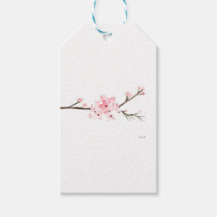 Cherry blossom watercolor Japanese flowers wedding Gift Tags