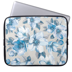 Cherry Blossom Watercolor: Seamless Apple Tree Pat Laptop Sleeve