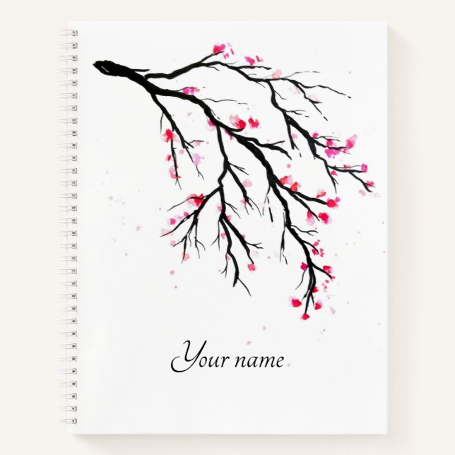 Cherry blossom watercolor Spiral Notebook (Front)