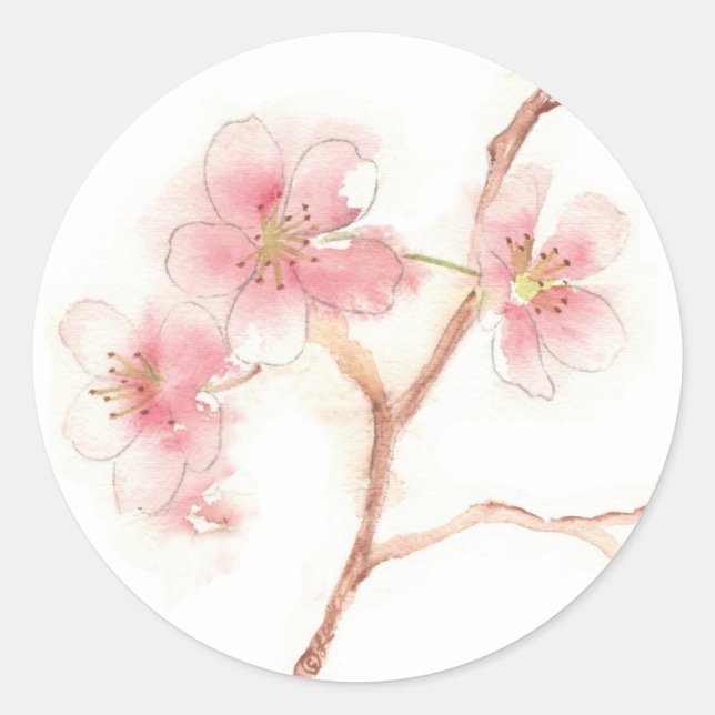Cherry Blossom Watercolor Sticker (Front)