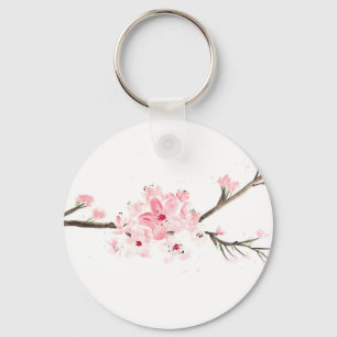 Cherry blossom watercolour keychain