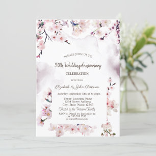 Cherry Blossom  Wedding Anniversary Invitation