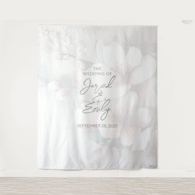 Cherry Blossom Wedding Backdrop Tapestry (Front)