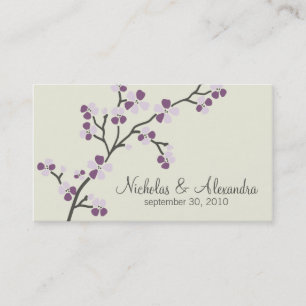 Cherry Blossom Wedding Business Card (plum)