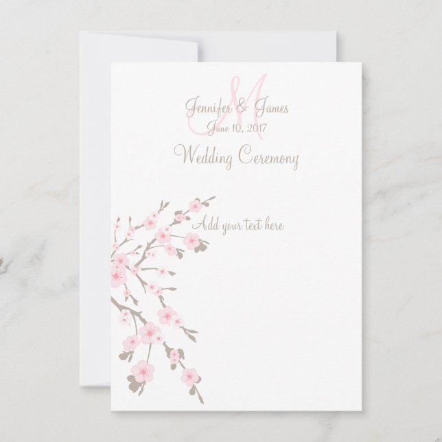 Cherry Blossom Wedding Church Programs (Front)
