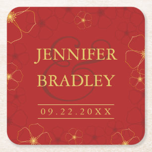 Cherry Blossom Wedding Coaster Custom Colour
