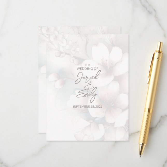 Cherry Blossom Wedding Enclosure Card with QR Code (Front/Back In Situ)