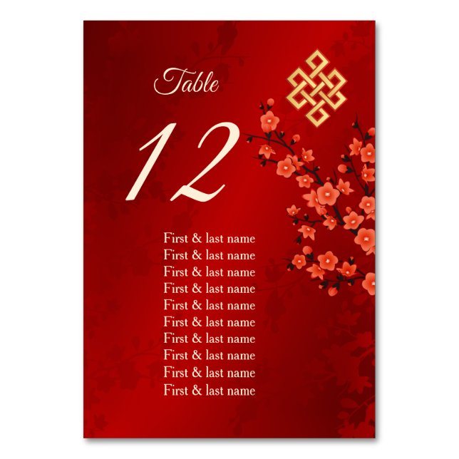 Cherry Blossom  Wedding Guest Names  Table Number (Front)