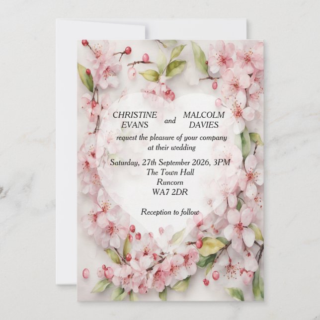 Cherry Blossom Wedding Invitation (Front)