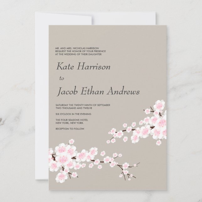 Cherry Blossom Wedding Invitation (Front)