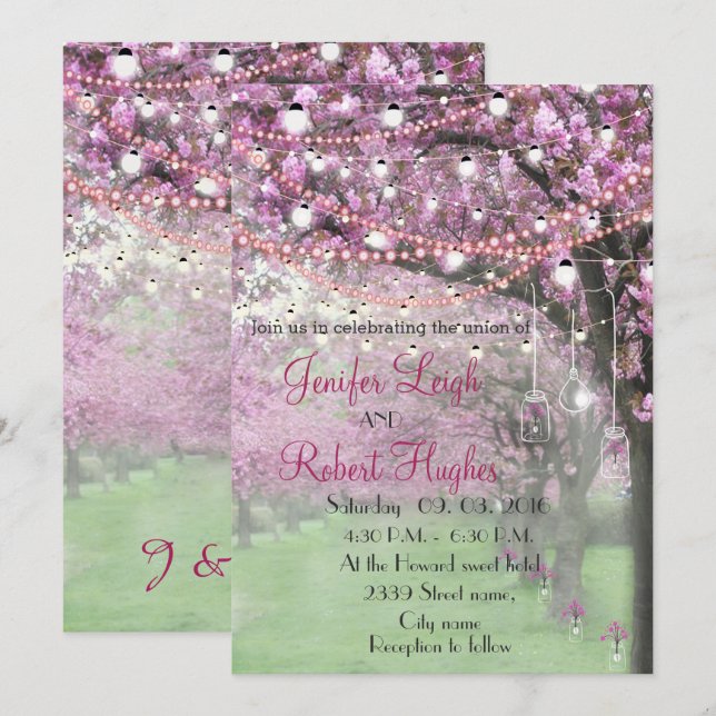 Cherry blossom  wedding invitation (Front/Back)