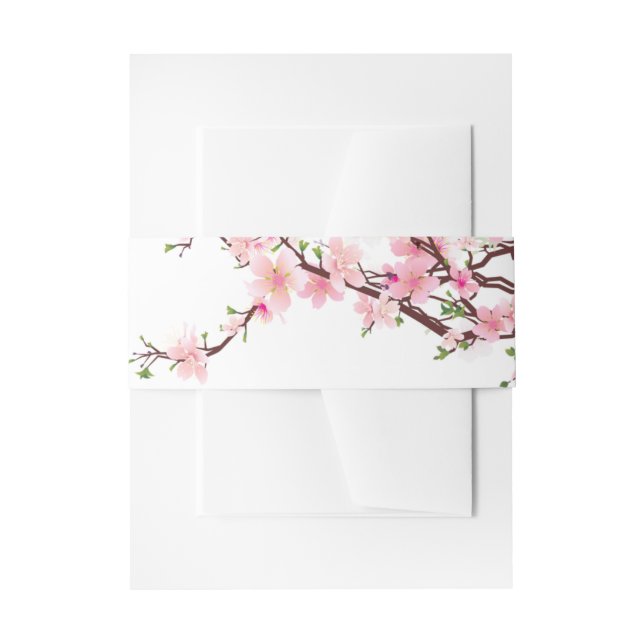 Cherry Blossom Wedding Invitation Belly Band (Front Example)