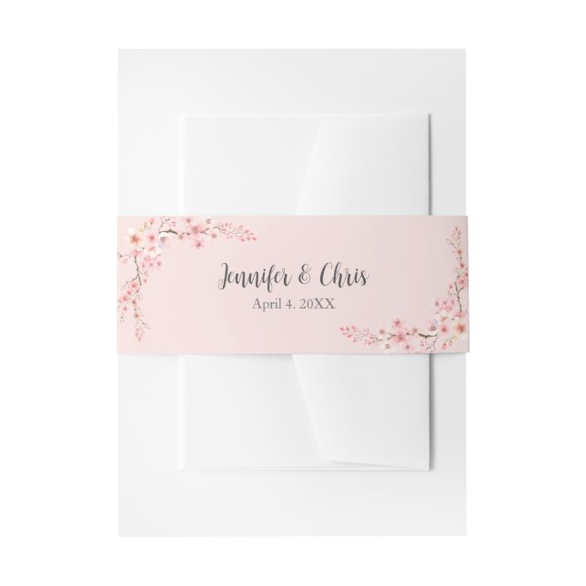 Cherry Blossom Wedding Invitation Belly Band (Front Example)