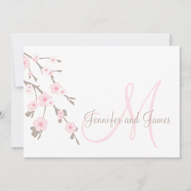 Cherry Blossom Wedding Invitation Landscape (Front)