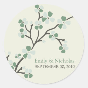 Cherry Blossom Wedding Invitation Seal 2 (sage)