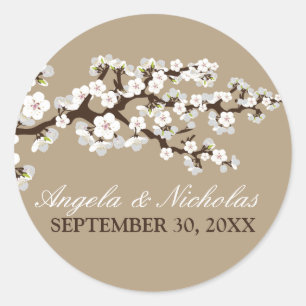 Cherry Blossom Wedding Invitation Seal (champagne)