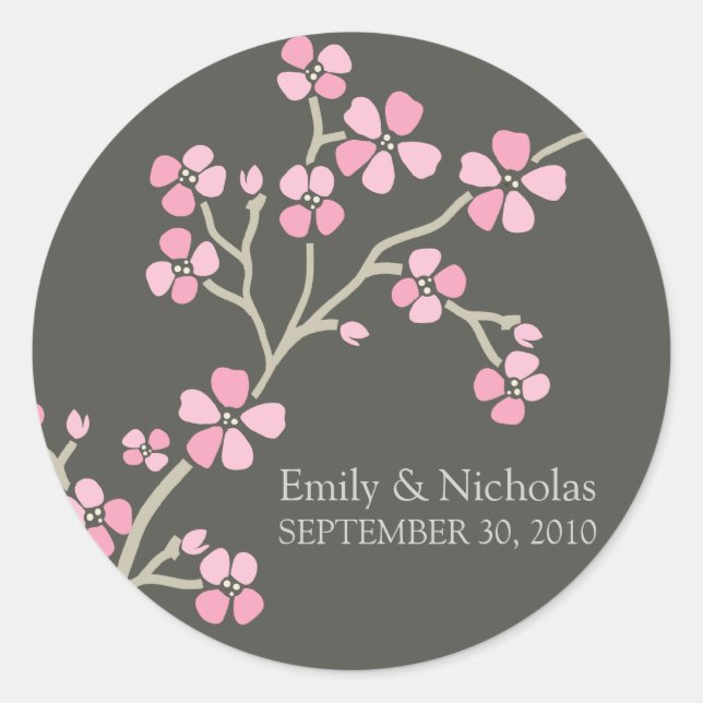 Cherry Blossom Wedding Invitation Seal (pink) (Front)