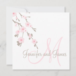 Cherry Blossom Wedding Invitation with Monogram