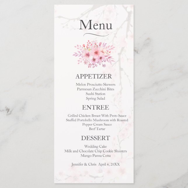 Cherry Blossom Wedding Menu (Front)