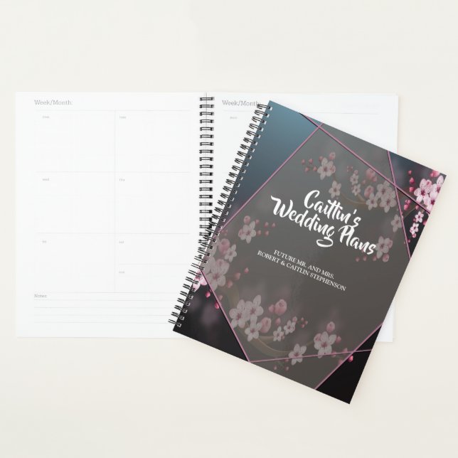 Cherry Blossom Wedding planner floral géométrique (Devant avec enveloppe)