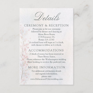 Cherry Blossom Wedding/Reception Details Card