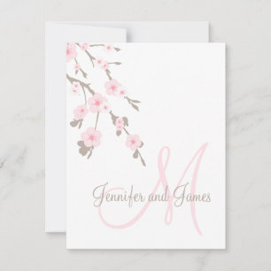 Cherry Blossom Wedding RSVP Cards Monogram