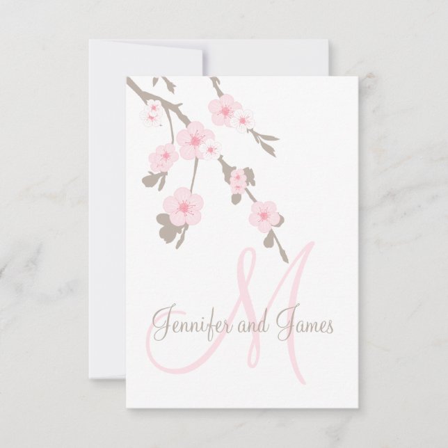 Cherry Blossom Wedding RSVP for Square Cards (Front)