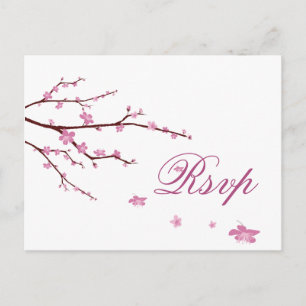 Cherry Blossom Wedding RSVP Postcards