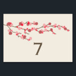 Cherry Blossom Wedding Table Number Card<br><div class="desc">A wedding table number place card featuring a watercolor inspired illustration of cherry blossoms.</div>