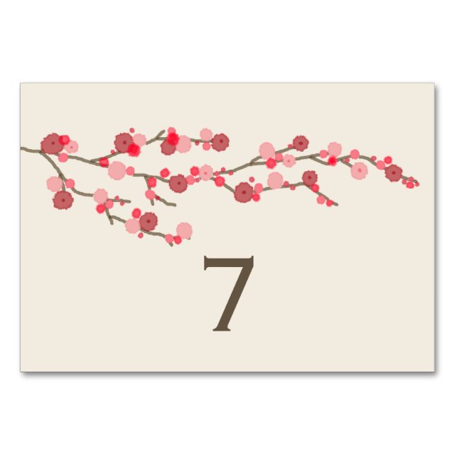 Cherry Blossom Wedding Table Number Card (Back)