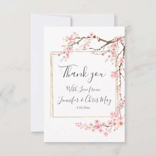 Cherry Blossom Wedding  Thank You Card (Front)