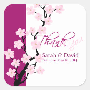 Cherry Blossom   Wedding Thank You Sticker