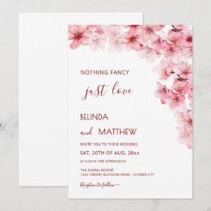  Cherry Blossom White Arched Casual Wedding Invitation