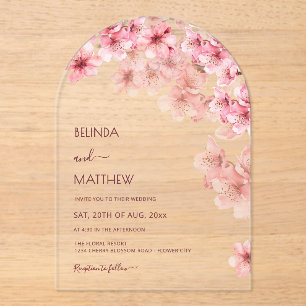  Cherry Blossom White  Wedding Acrylic Invitations