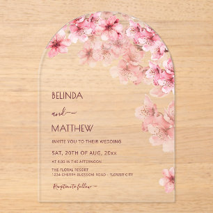  Cherry Blossom White  Wedding Acrylic Invitations