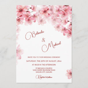  Cherry Blossom White  Wedding Invitation
