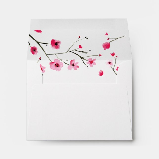 Cherry Blossom with Personalized Return address Envelope (Back (Bottom))