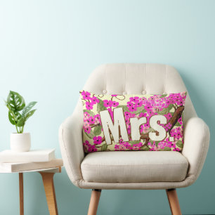 Cherry Blossom Yellow Pink Mrs. Bride's Pillow