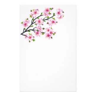 Pink Cherry Blossoms Stationery Templates, Pink Cherry Blossoms Custom ...