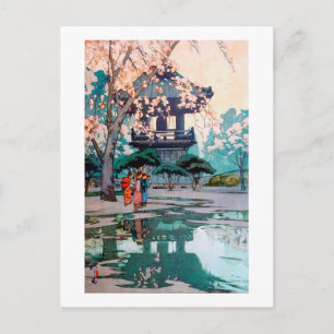 Cherry Blossoms and Belfry, Hiroshi Yoshida Postcard