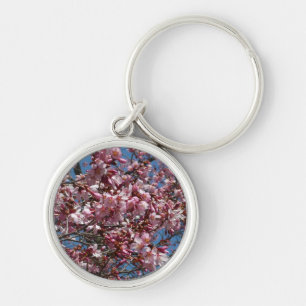 Cherry Blossoms and Blue Sky Spring Floral Keychain